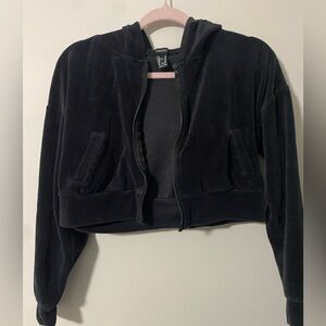 Forever 21 Black Cropped Zip Up